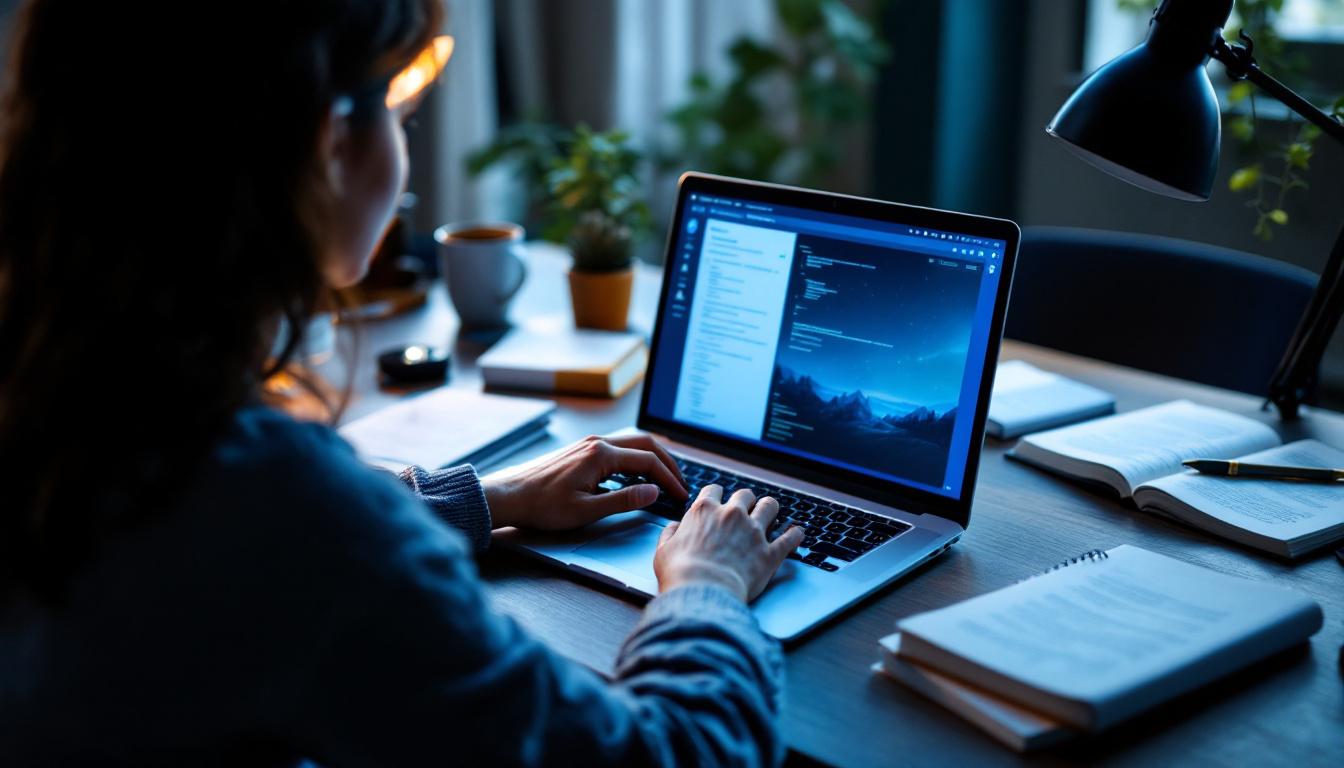 Person som jobber med AI-verktøy på laptop