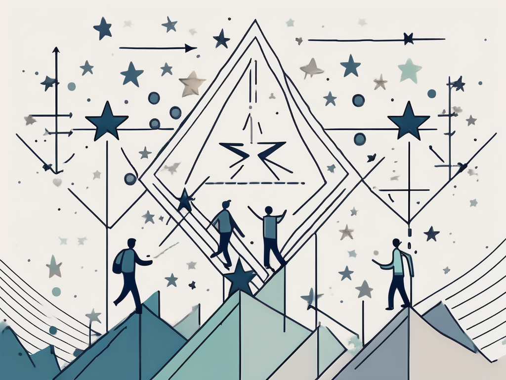 a well-optimized online profile with stars symbolizing ratings and arrows pointing upwards to signify positive feedback, hand-drawn abstract illustration for a company blog, white background, professional, minimalist, clean lines, faded colors