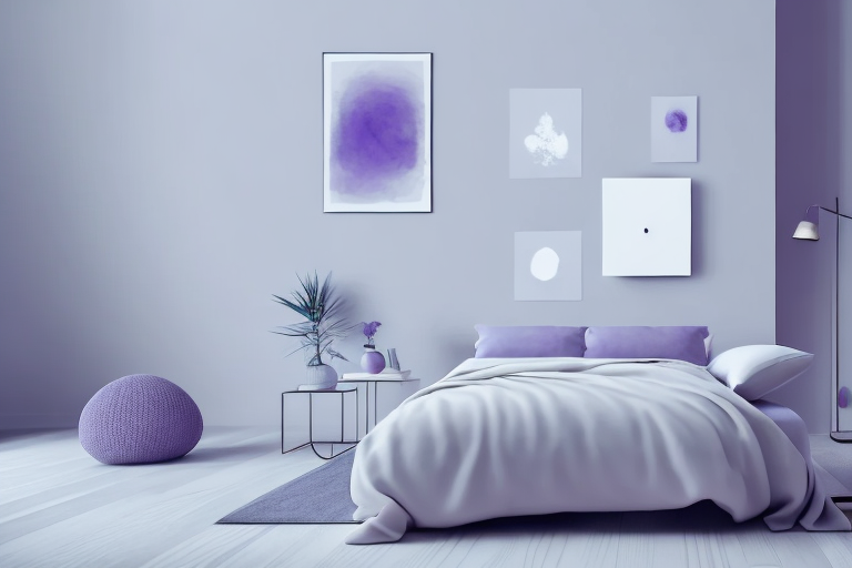 a serene bedroom setting with elements like a comfortable bed, darkened room, noise-cancelling headphones, a diffuser emitting lavender scent, and a sleep mask, symbolizing a conducive environment for high-quality sleep, hand-drawn abstract illustration for a company blog, in style of corporate memphis, faded colors, white background, professional, minimalist, clean lines