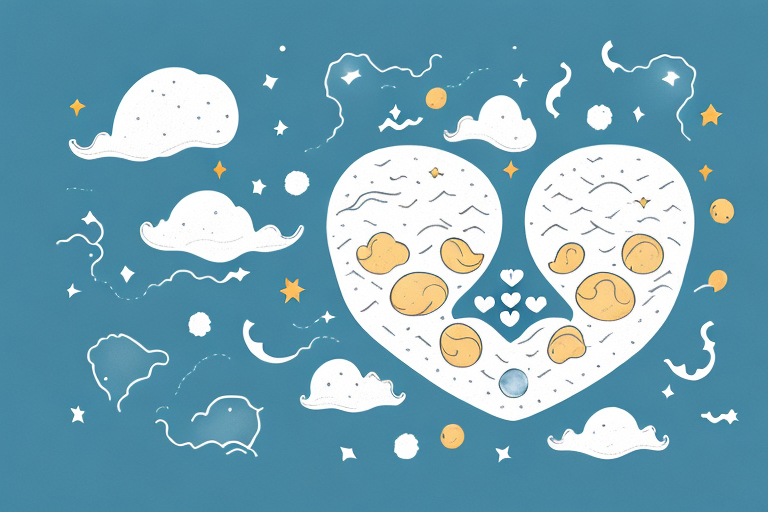 a bed with a moon and stars in the background, a set of lungs and a heart on the bed, and a series of storm clouds hovering over them, symbolizing the health risks associated with untreated sleep apnea, hand-drawn abstract illustration for a company blog, in style of corporate memphis, faded colors, white background, professional, minimalist, clean lines