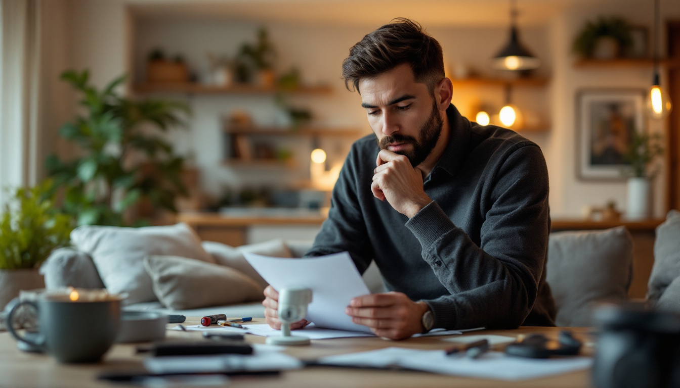 man looking at paper and considering his home security strength 