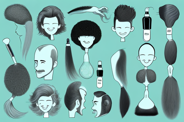 various hair types showing different common problems such as split ends, dandruff, greasiness, and dryness, along with symbolic representations of their solutions like a nourishing oil droplet, a hydrating water drop, a smoothing serum drop, and a refreshing mint leaf, hand-drawn abstract illustration for a company blog, in style of corporate memphis, faded colors, white background, professional, minimalist, clean lines
