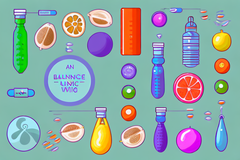 a balanced scale with a variety of healthy foods on one side, such as fruits, vegetables, lean proteins, and whole grains, and exercise equipment like dumbbells, a yoga mat, and a water bottle on the other, symbolizing the balance between diet and exercise for weight loss and wellness, hand-drawn abstract illustration for a company blog, in style of corporate memphis, faded colors, white background, professional, minimalist, clean lines