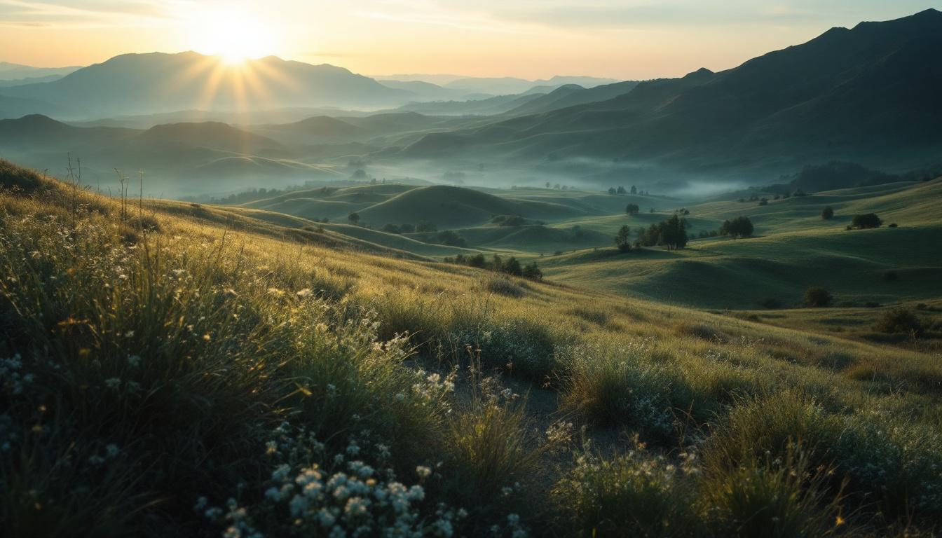 Åpent landskap med utsikt som symboliserer helhetlig oversikt og langsiktig perspektiv i verdivurdering.