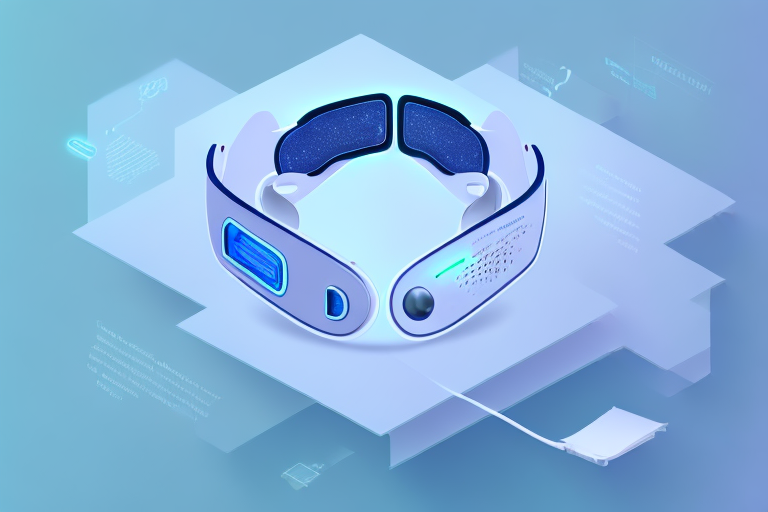 a modern, high-tech sleep apnea machine with futuristic elements, placed in a calming bedroom environment, emphasizing the technological advancements in the treatment of sleep apnea, hand-drawn abstract illustration for a company blog, in style of corporate memphis, faded colors, white background, professional, minimalist, clean lines