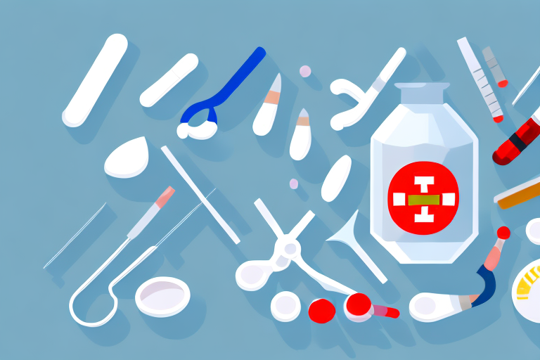 a compounding pharmacy with various tools and medications, alongside a symbolic representation of pain management such as a pain relief symbol or icon, hand-drawn abstract illustration for a company blog, in style of corporate memphis, faded colors, white background, professional, minimalist, clean lines