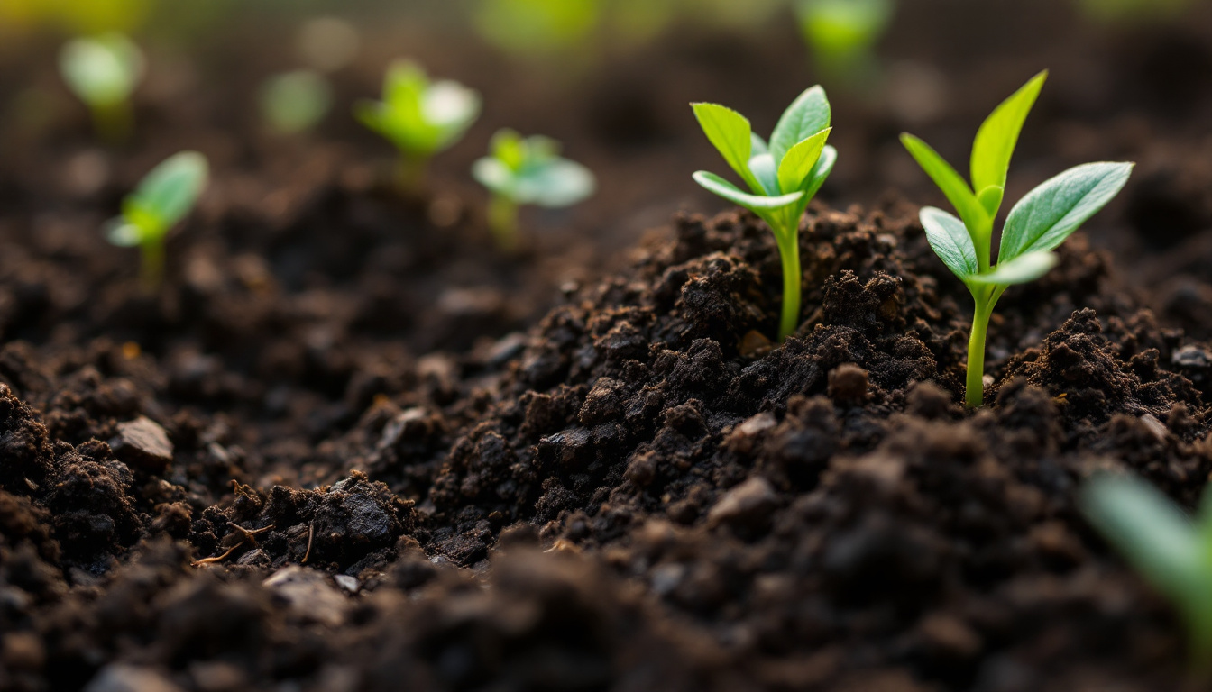 top soil with green shoots