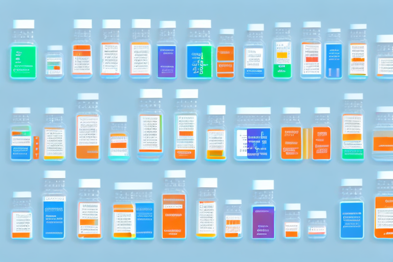 a neatly organized medicine cabinet with different sized bottles, pill boxes, and medication organizers, all labeled with color-coded tags, hand-drawn abstract illustration for a company blog, in style of corporate memphis, faded colors, white background, professional, minimalist, clean lines