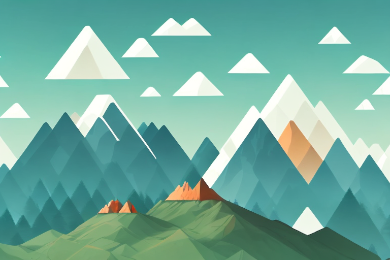 a backpack on a mountain peak with a panoramic view of diverse landscapes like forests, oceans, and deserts, symbolizing the sense of wonder and adventure in traveling, hand-drawn abstract illustration for a company blog, in style of corporate memphis, faded colors, white background, professional, minimalist, clean lines