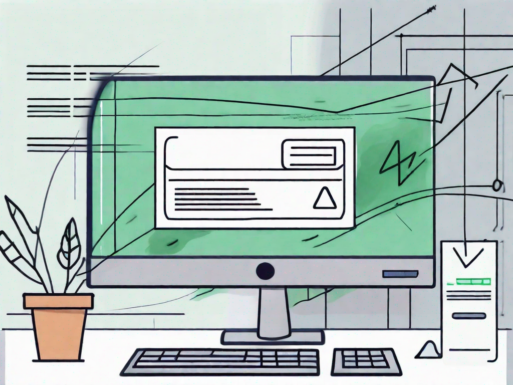 a computer screen displaying an error message, along with a stylized bank check with a blurred out account number and a return arrow symbol, hand-drawn abstract illustration for a company blog, white background, professional, minimalist, clean lines, faded colors
