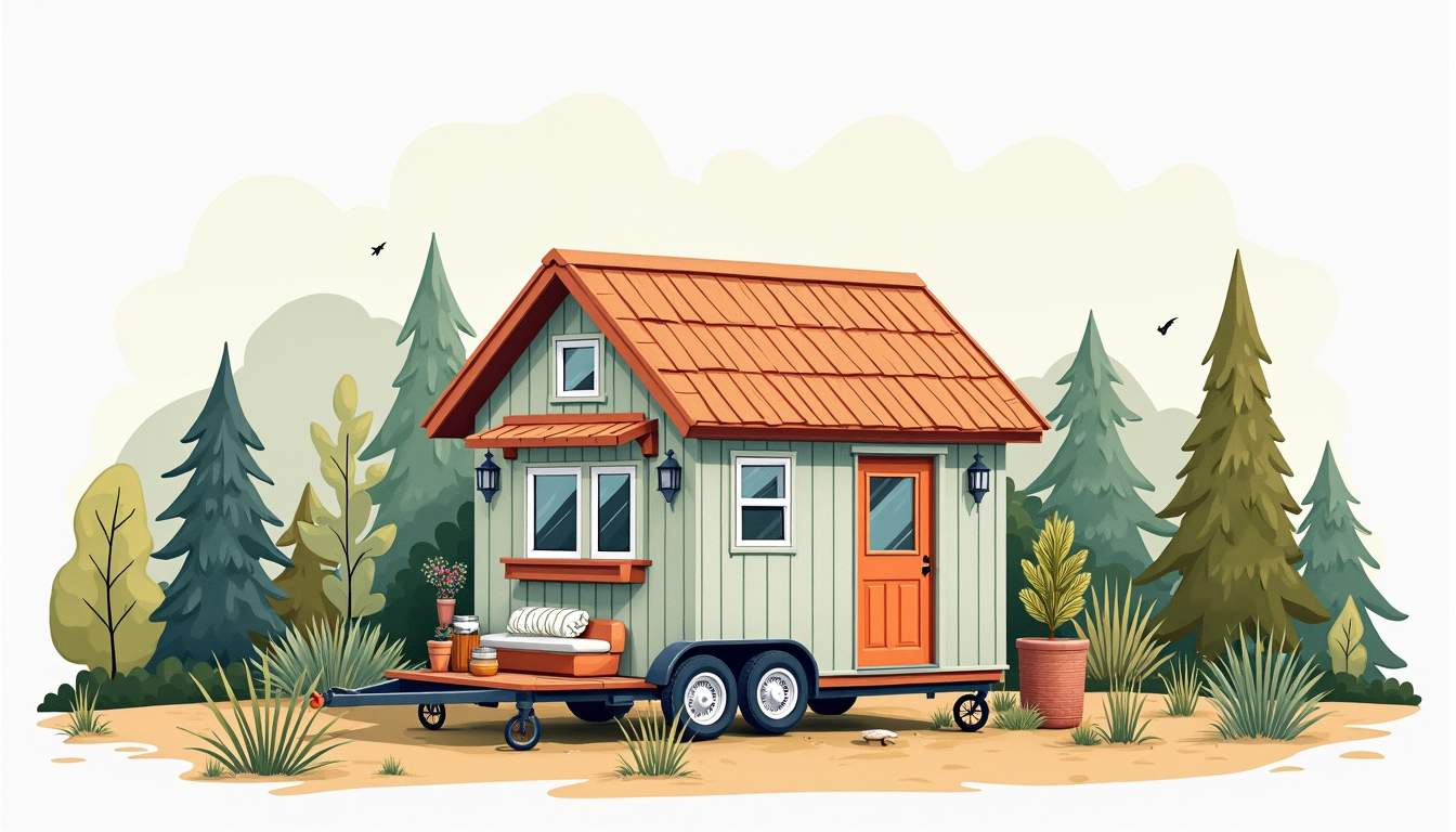 Modern tiny house surrounded by nature