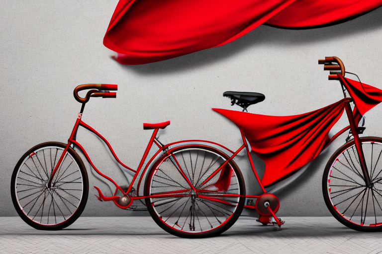 a bicycle resting against a traditional Spanish bullfighting arena, with a red cape draped over the bike seat and a matador's hat on the handlebar, hand-drawn abstract illustration for a company blog, in style of corporate memphis, faded colors, white background, professional, minimalist, clean lines