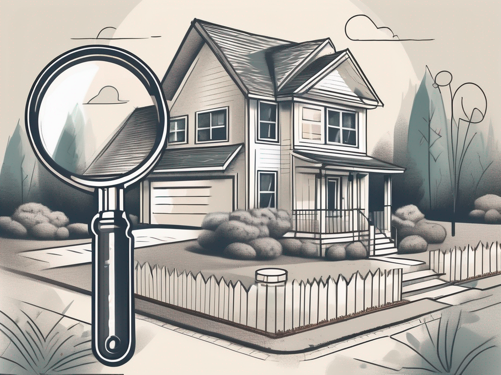 a house with a sold sign in the yard, surrounded by various symbols like a magnifying glass, a checklist, and a key, representing the closing process and pre-closing preparations, hand-drawn abstract illustration for a company blog, white background, professional, minimalist, clean lines, faded colors