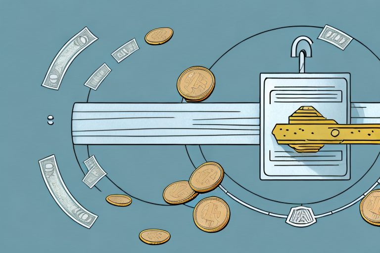 a bridge with a barrier or lock symbolizing its closure, with a subtle representation of money or coins to indicate the loan aspect, hand-drawn abstract illustration for a company blog, in style of corporate memphis, faded colors, white background, professional, minimalist, clean lines