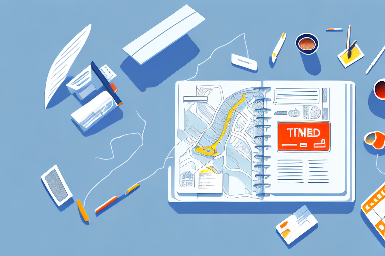 a study desk with a driving manual, a learner's license plate, a road map, traffic signs, and a miniature car model, hand-drawn abstract illustration for a company blog, in style of corporate memphis, faded colors, white background, professional, minimalist, clean lines