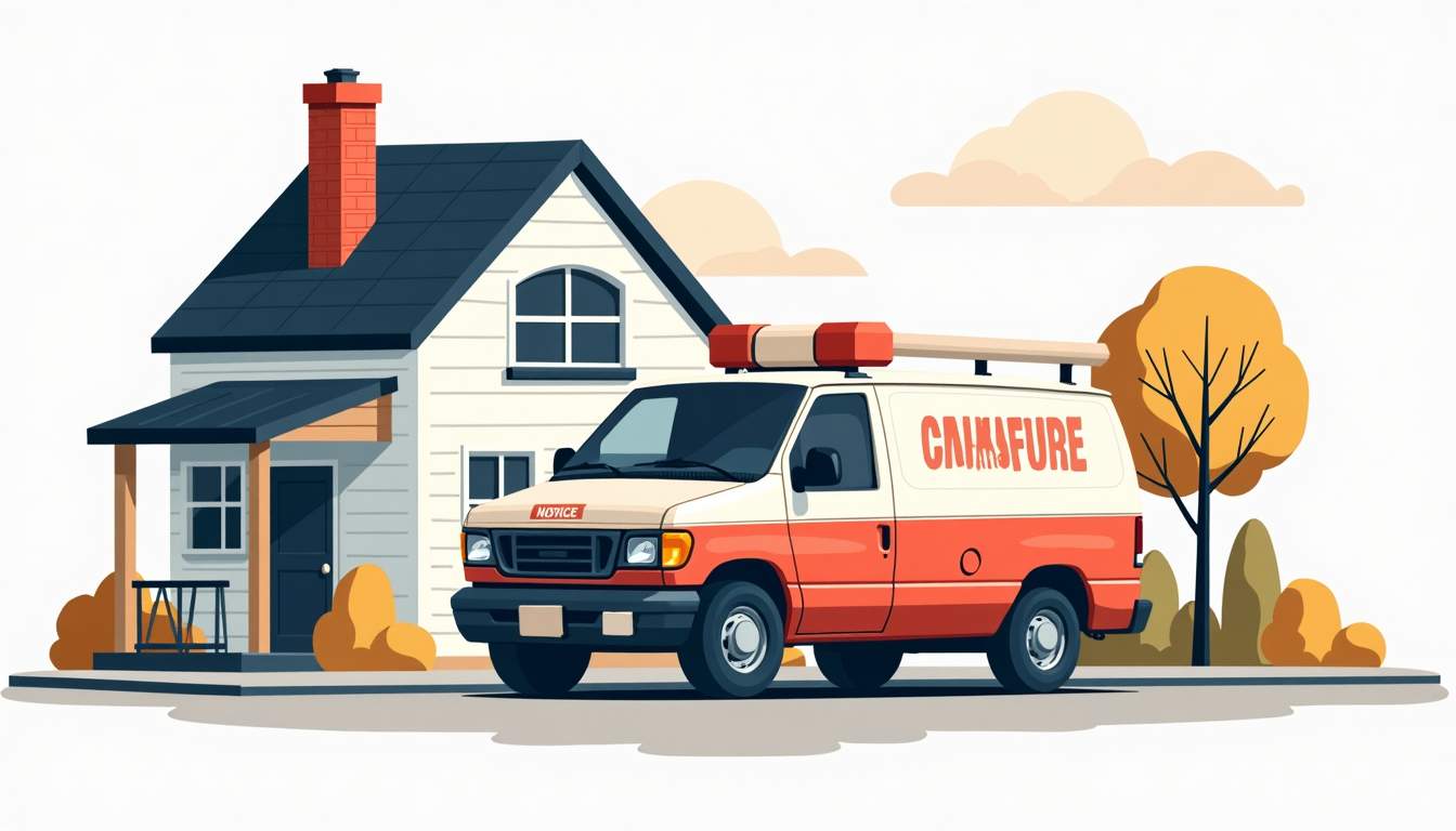 an emergency locksmith van parked outside a house, with tools and a lock prominently featured in the foreground, conveying a sense of urgency and professionalism, hand-drawn abstract illustration for a company blog, white background, professional, minimalist, clean lines, faded colors