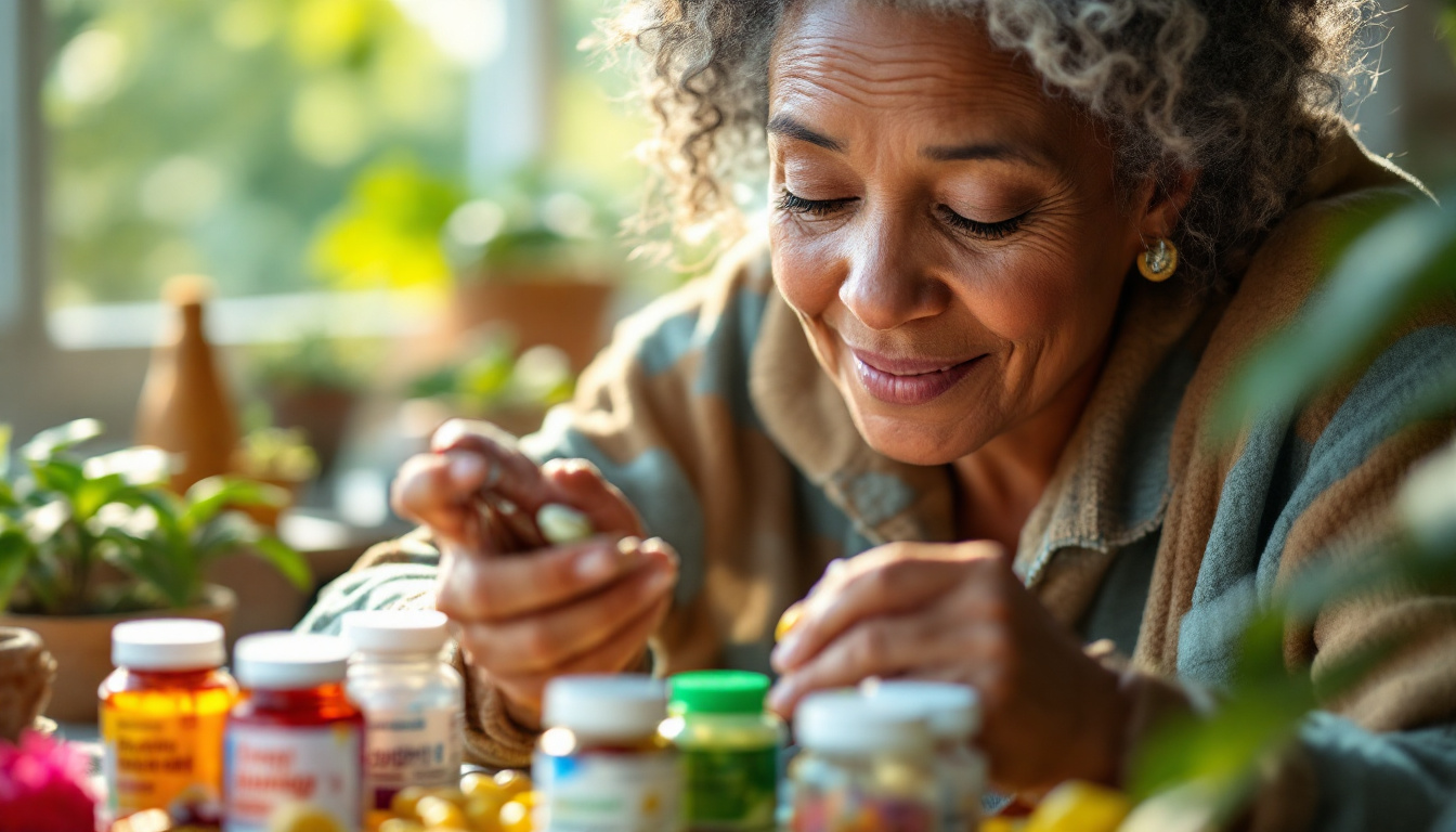 Older woman taking her healthy supplements