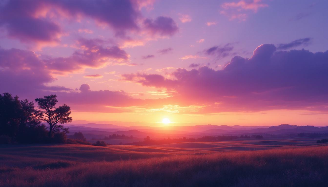 Solnedgang over landskap som symboliserer langsiktig perspektiv og modenhet i verdivurdering.