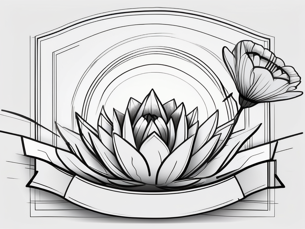 a gift certificate in the foreground with symbolic imagery of growth and prosperity, such as a blooming flower or a rising arrow, in the background to represent the strategy's success in client acquisition, hand-drawn abstract illustration for a company blog, white background, professional, minimalist, clean lines, black and white