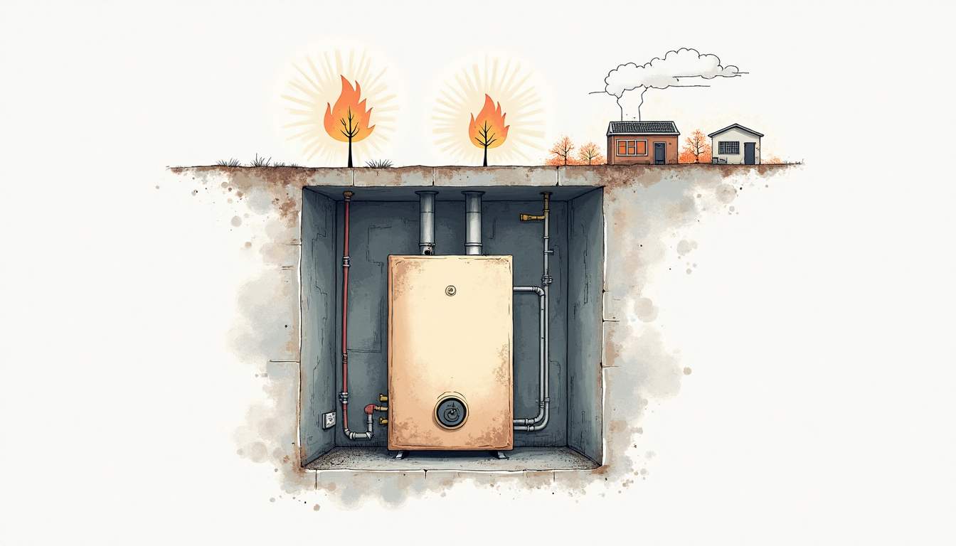 Modern gas boiler installation in a home